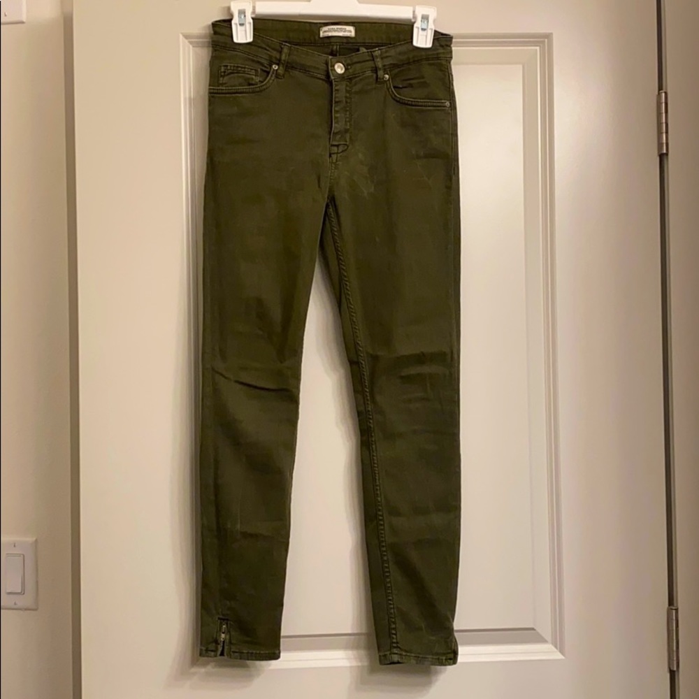 Zara Olive Green Skinny Jeans